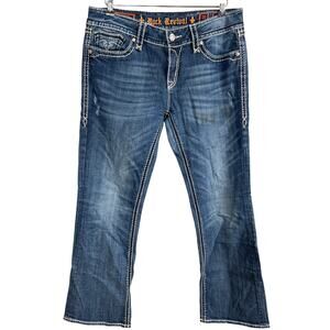 Rock Revival Blake Easy Boot Size 31 Buckle Jeans Faded Denim Women's
